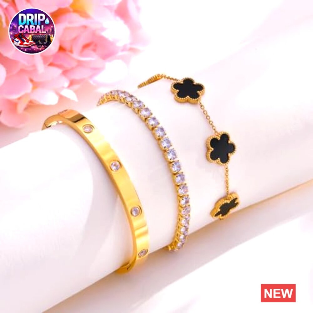 Stackable Gold Plated Bangle Bracelets Set Elegan… - image 4